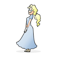 Fototapeta premium cartoon pretty woman in dress