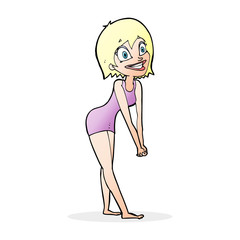 cartoon excited woman
