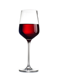 Red wine in a glass isolated on white background