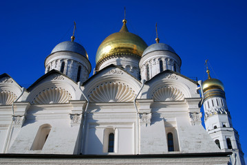 Archangels church of Moscow Kremlin. Color photo.