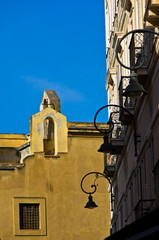 Fototapeta na wymiar Architecture detail of old buildings in Cagliari downtown, Sardinia, Italy