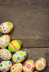 Easter eggs on wooden
