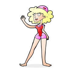 cartoon swimmer woman
