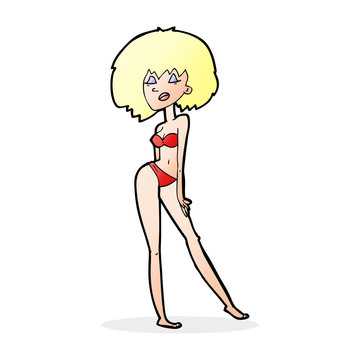 cartoon woman in bikini