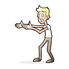 cartoon man desperately explaining