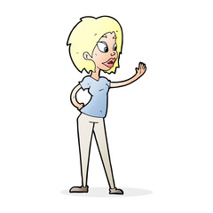 cartoon woman waving