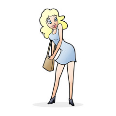 cartoon woman looking in handbag
