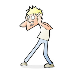 cartoon man panicking