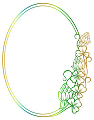 Beautiful oval floral frame with gradient fill. Raster clip art.