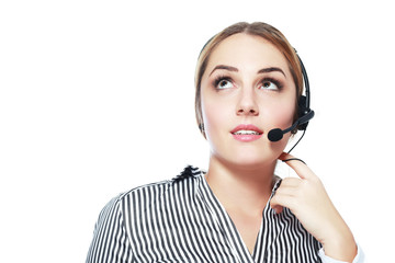 Smiling woman operator