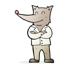 cartoon wolf in shirt