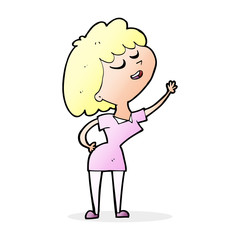 cartoon happy woman about to speak