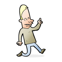 cartoon happy man pointing