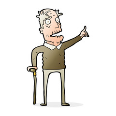 cartoon old man with walking stick