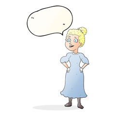 speech bubble cartoon victorian woman in dress