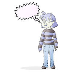 Obraz premium speech bubble cartoon casual alien girl