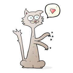 Obraz premium speech bubble cartoon cat scratching