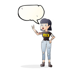 speech bubble cartoon rock girl