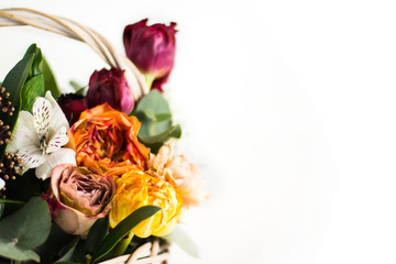 Fragment of Beautiful bouquet isolated on white