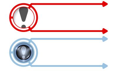 Obraz premium Colored abstract boxes for your text and exclamation mark