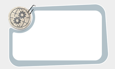 Frame and crumpled slip of paper and cogwheels