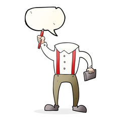speech bubble cartoon headless body with notepad and pen (add ow