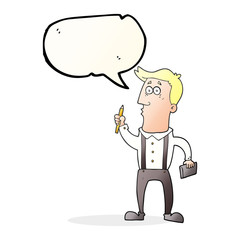 speech bubble cartoon man with notebook
