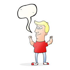 speech bubble cartoon celebrating man