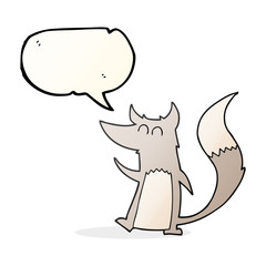 Obraz premium speech bubble cartoon little wolf