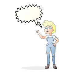 speech bubble cartoon confident farmer woman