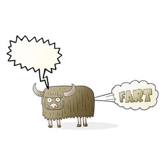 speech bubble cartoon hairy cow farting