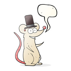 speech bubble cartoon mouse in top hat
