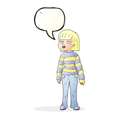 speech bubble cartoon woman in casual clothes