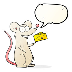 speech bubble cartoon mouse with cheese
