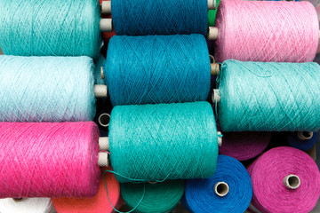 Close up color Yarn for Weaving as a background