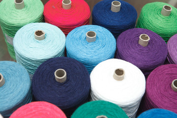 Close up color Yarn for Weaving as a background