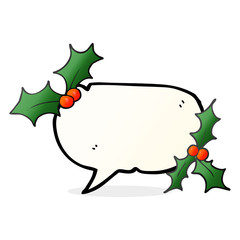 speech bubble cartoon christmas holly