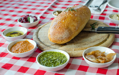 ciabatta on a wooden tray