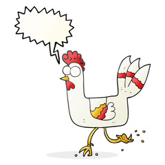 speech bubble cartoon chicken running