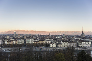 Fototapeta na wymiar Sunrise in Turin, Italy