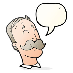 speech bubble cartoon ageing man with mustache