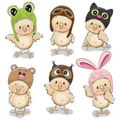 Six cute chicks