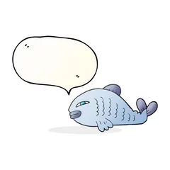 Tuinposter speech bubble cartoon fish © lineartestpilot