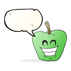 speech bubble cartoon grinning apple