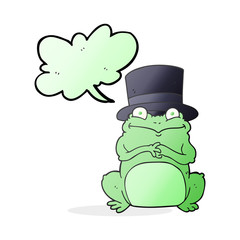 speech bubble cartoon frog in top hat