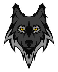 Beautiful wolf tattoo.Vector wolf's head as a design element on isolated background
