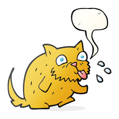 speech bubble cartoon cat blowing raspberry
