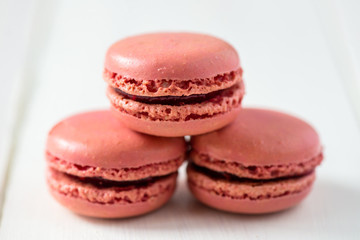 Raspberry Macaroons on Light Background