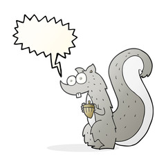 speech bubble cartoon squirrel with nut