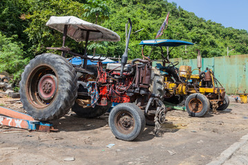 Two old tractors in Thailand